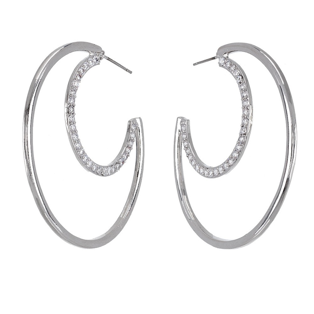 Crystal Pave Hoop Earrings with Swarovski Crystals